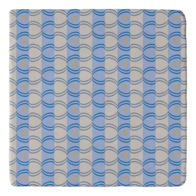 Stock Candystripe Blue Tan Trivet (Front)