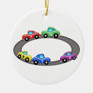 Stock Car Race Track Ceramic Ornament