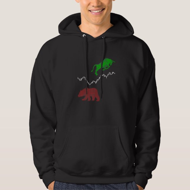 Stock Chart Candle Stick Bull Bear Stock Exchange  Hoodie (Front)