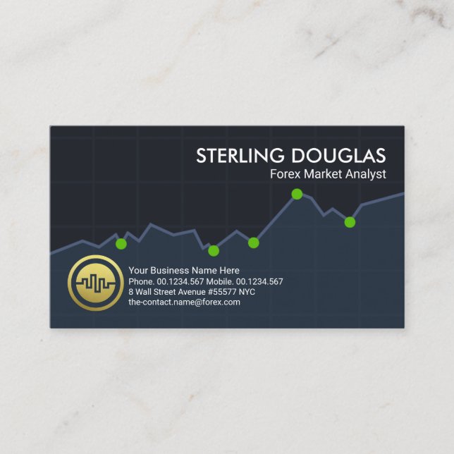 Stock Exchange Graph Forex Dealer  Business Card (Front)