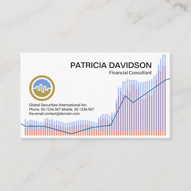 Stock Exchange Share Graph Financial Advisor Business Card (Front)