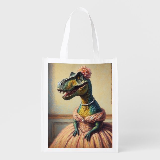 Stock Exchange, with Dinosaur image Grocery Bag (Front)