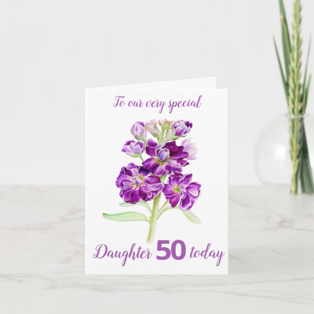 Stock flowers purple daughter 40th birthday card (Front)