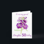 Stock flowers purple daughter 40th birthday card<br><div class="desc">Personalize this card for an extra special touch to follow your needs. Night scented stock flowers purple themed birthday card,  Daughter 50 years card. Artwork is modified from an original watercolor painting by Sarah Trett.</div>