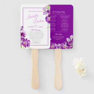 Stock flowers purple watercolor wedding program hand fan
