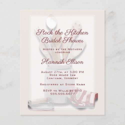 Stock Kitchen Bridal Shower Budget Invitations Flyer