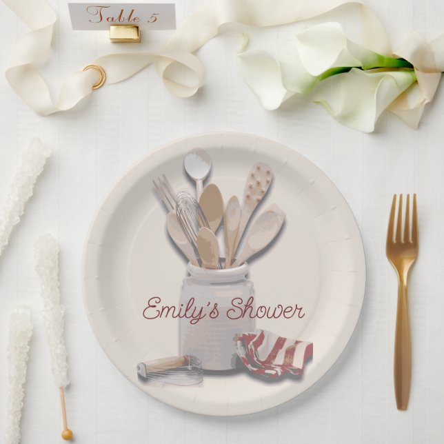 Stock Kitchen Bridal Shower Theme Paper Plates (Wedding)