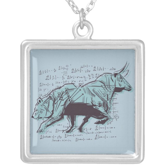 Stock Market Analysis Finance Silver Plated Necklace (Front)