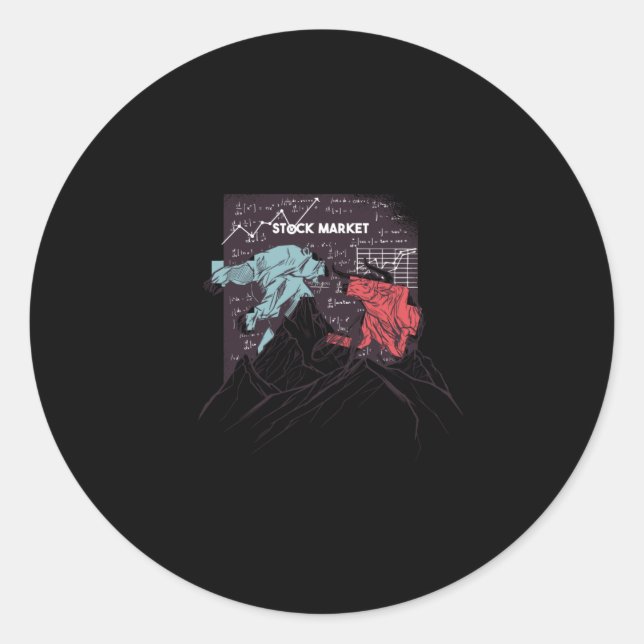 Stock Market Bear Bull Classic Round Sticker (Front)