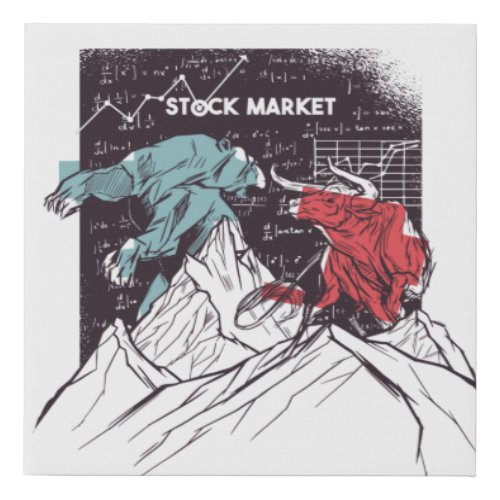 Stock Market Bull and Bear Trading Invest Canvas