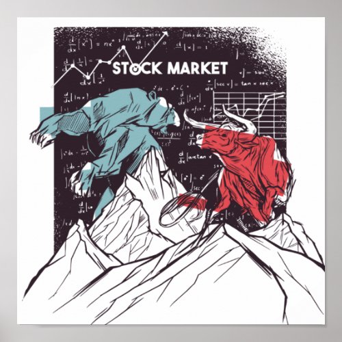 Stock Market Bull and Bear Trading  Poster
