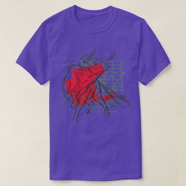 Stock market Bull with upward charts winning stock T-Shirt (Design Front)