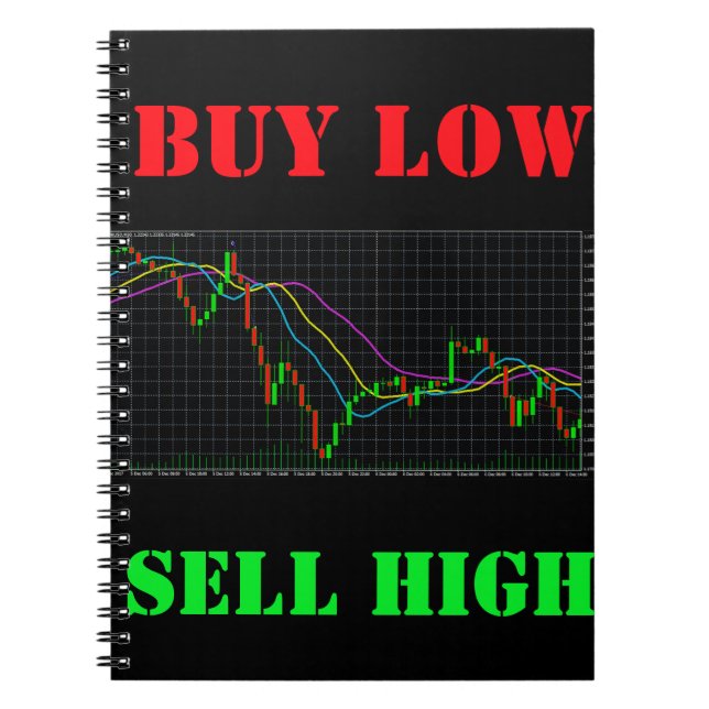 Stock Market Candlestick Chart Buy Low Sell High Notebook (Front)
