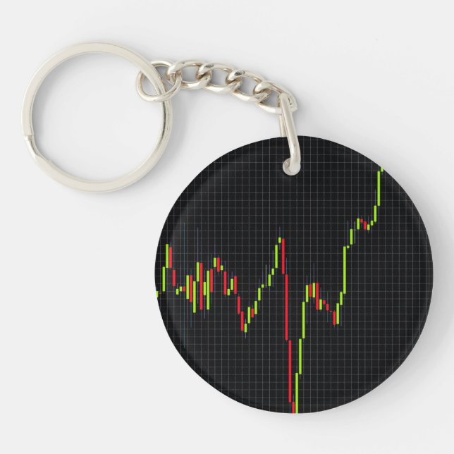 Stock market candlestick chart  keychain (Front)