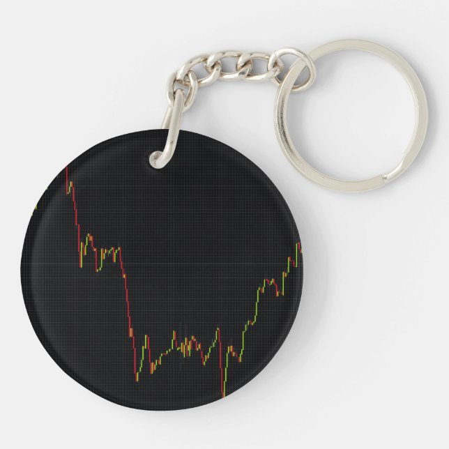 Stock market candlestick chart  keychain (Back)