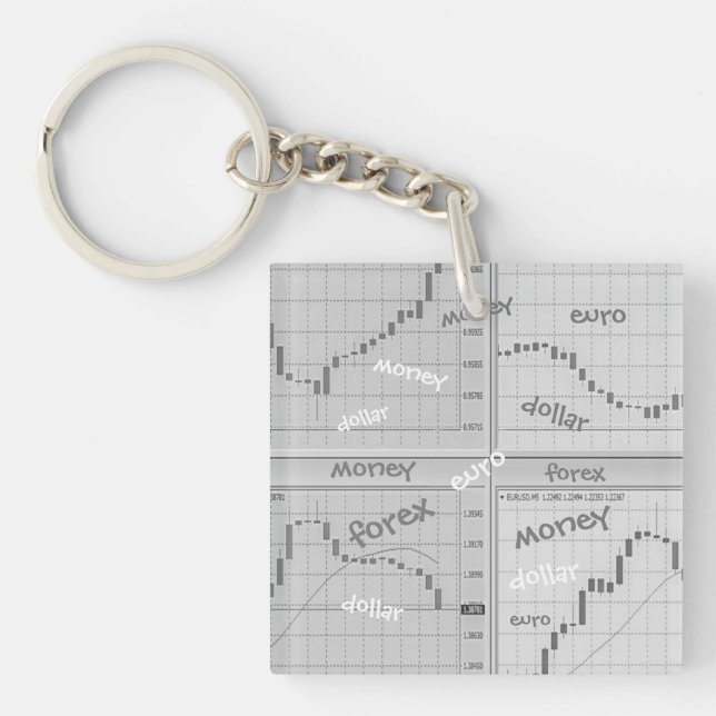 Stock market charts open in four windows  keychain (Front)