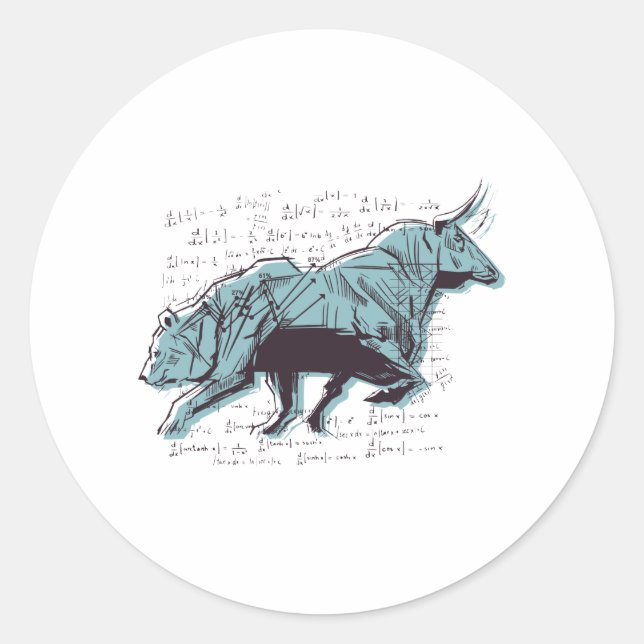 Stock market classic round sticker (Front)
