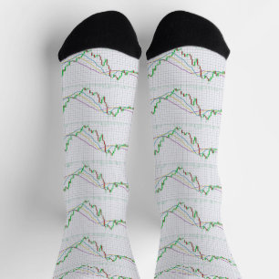 Stock Market Colorful Candlestick Chart on White Socks