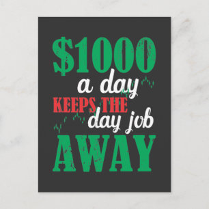 Stock Market Day Trading Trader Investor Joke Postcard