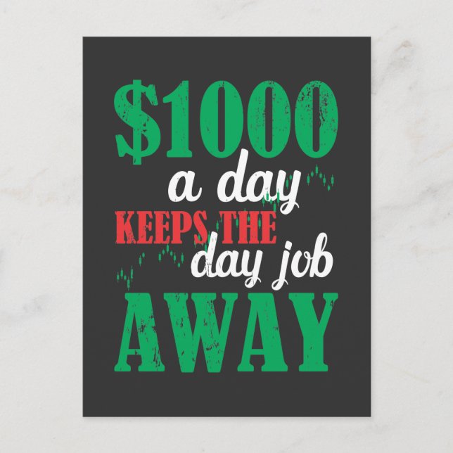 Stock Market Day Trading Trader Investor Joke Postcard (Front)