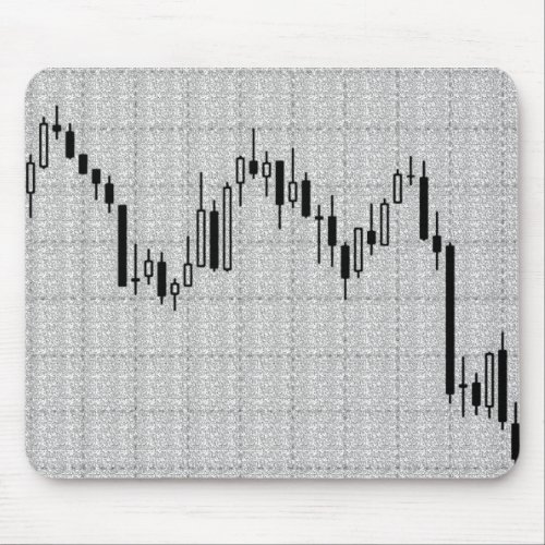 Stock market diagram black and white mouse pad