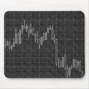 Stock market diagram black and white mouse pad