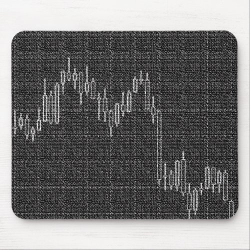 Stock market diagram black and white mouse pad