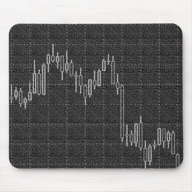 Stock market diagram black and white mouse pad (Front)