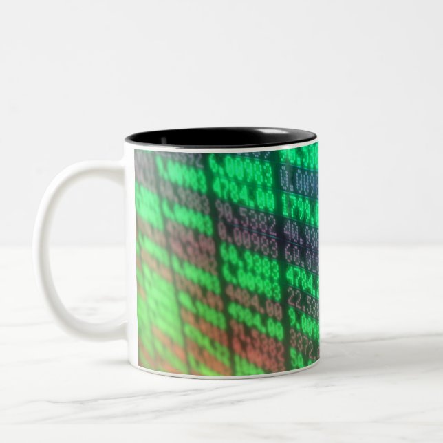Stock Market Digital Board Two-Tone Coffee Mug (Left)