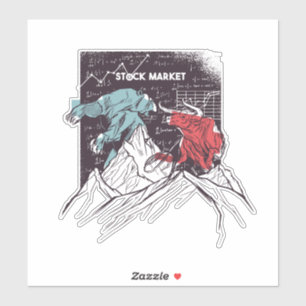 Stock Market Fight Bull vs Bear Trading Sticker