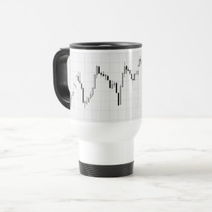Stock Market Financial Chart Black and White  Travel Mug
