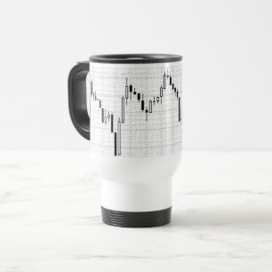 Stock Market Financial Chart Black and White  Travel Mug