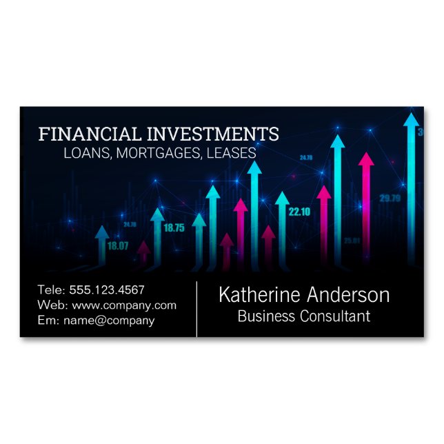 Stock Market Financial Graph  Business Card Magnet (Front)