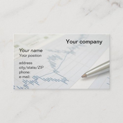 "Stock market graph and pen" business card