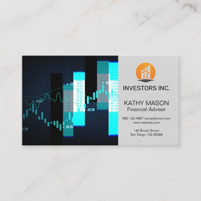 Stock Market Graph | Finance Logo Business Card (Front)