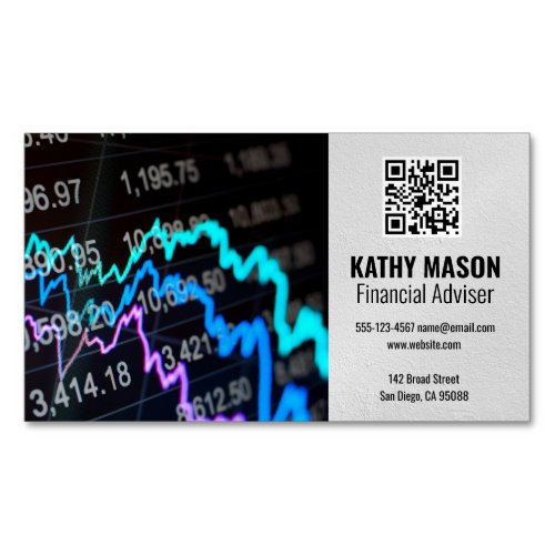 Stock Market Graph  Finance Logo QR Code Business Card Magnet