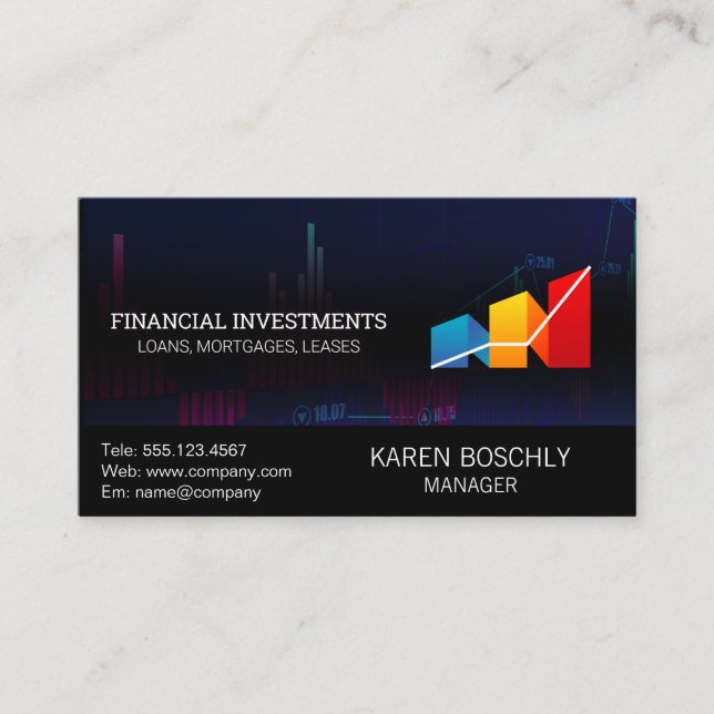 Stock Market Graph | Fintech Business Card (Front)