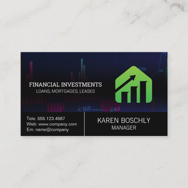 Stock Market Graph | Investments  Business Card (Front)