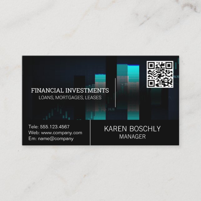 Stock Market Graph | QR Code Business Card (Front)