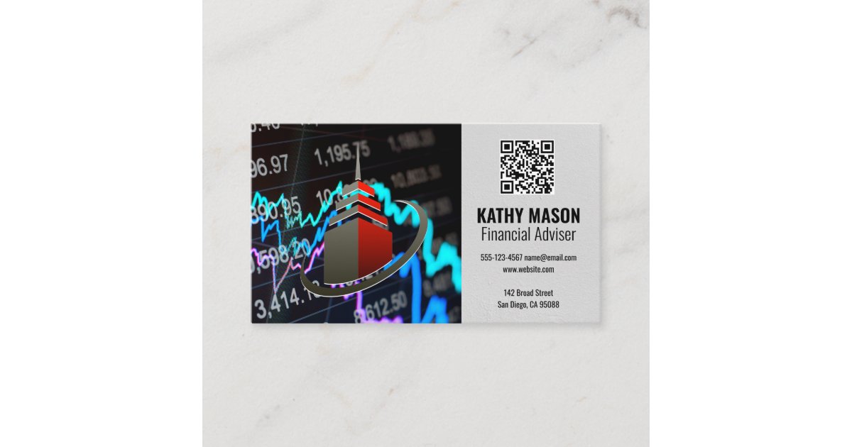 Stock Market Graph | Sky Scraper | QR Code Business Card | Zazzle