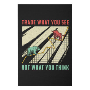 Stock Market Trade What You See Bull Bear Trader Faux Canvas Print