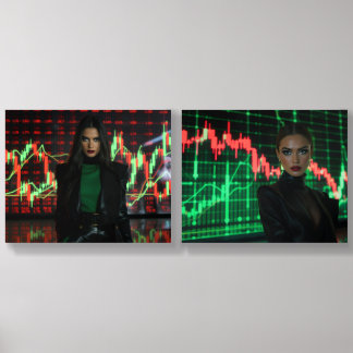 Stock Market Trading Chart Wall Art – 2 Tiles
