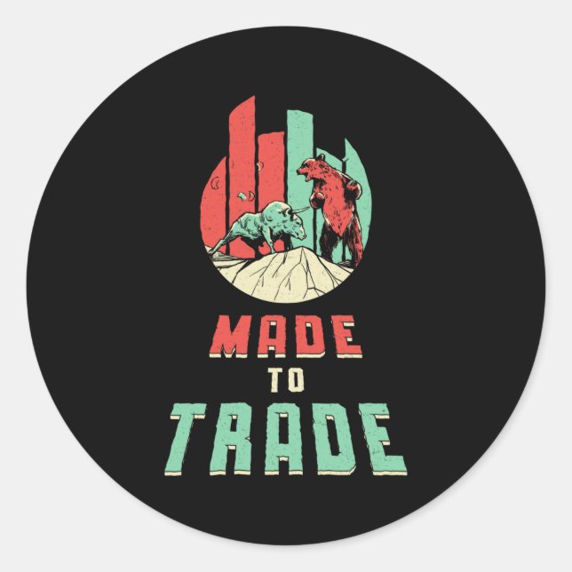 Stock Market Trading Investor Bear Bull Trader Classic Round Sticker (Front)