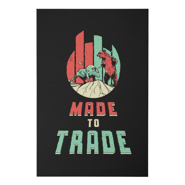 Stock Market Trading Investor Bear Bull Trader Faux Canvas Print (Front)