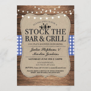 Stock The Bar and Grill Rustic Couple's Shower Invitation