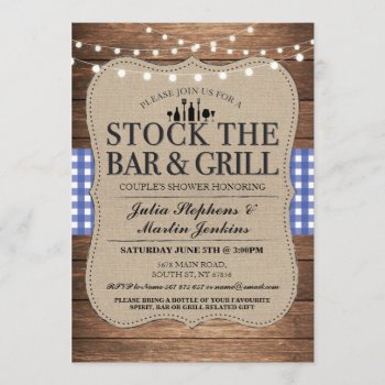 Stock The Bar And Grill Rustic Couple's Shower Invitation by WOWWOWMEOW at Zazzle