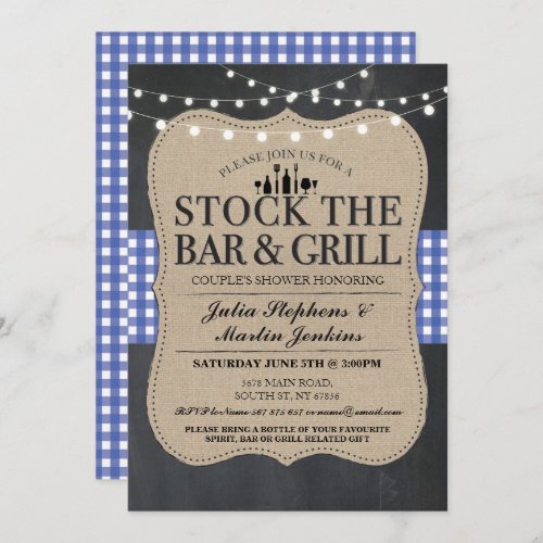 Stock The Bar and Grill Rustic Engagement Party Invitation
