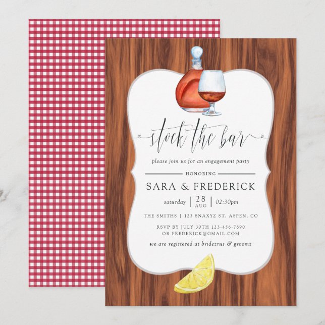 Stock The Bar and Grill Rustic Invitation (Front/Back)