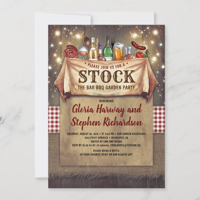 Stock The Bar BBQ Rustic Invitations (Front)