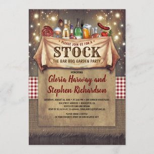 Stock The Bar BBQ Rustic Invitations